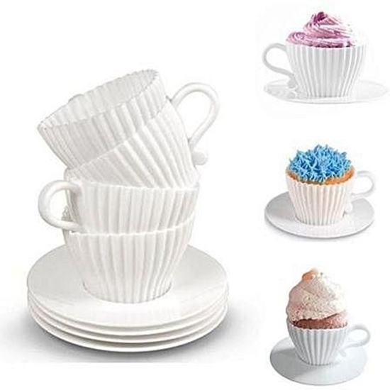 Picture of Silicone Tea Cupcake Bake & Serve Set - 4.5 x 10.5 Cm