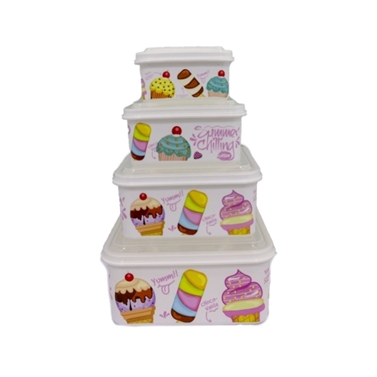 Picture of Tupperware Printed Touch Plastic, Food Storage Set (4-Piece)