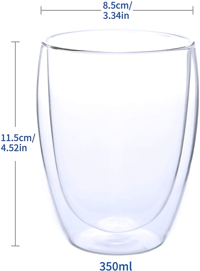 صورة Double Wall Glass Cup, 350ml - 8.5 x 11.5 Cm