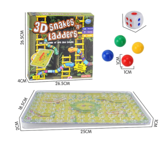 Picture of 3D Snakes and Ladders - 26.5 x 26.5 x 3 Cm