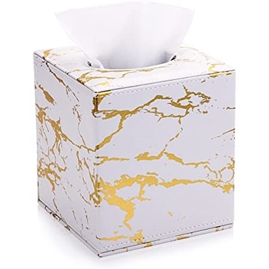 Picture of Leather Tissue Paper Box - 13 x 13 x 14 Cm