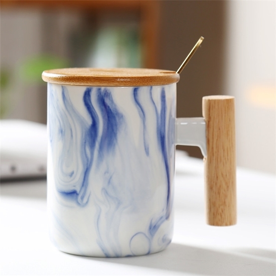 Picture of Ceramic Mug with Wooden Handle - 13 x 8 Cm