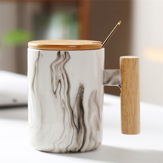 Picture of Ceramic Mug with Wooden Handle - 13 x 8 Cm