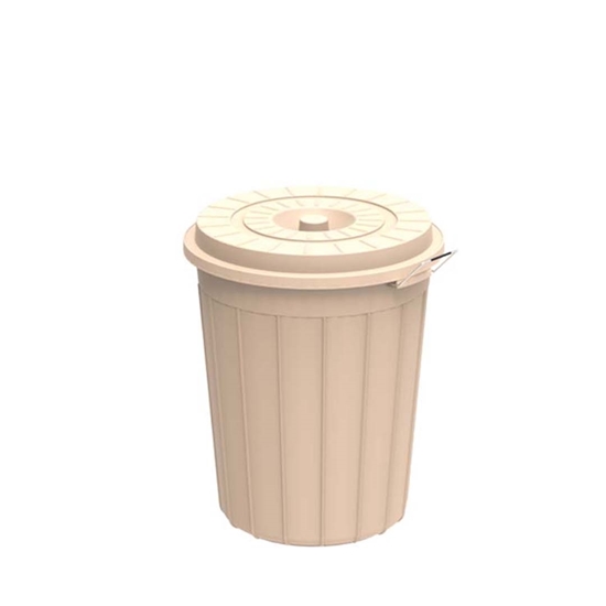 Picture of Cosmoplast - Round Plastic Drum with Lid, Ivory, 35L - 39 x 41 Cm