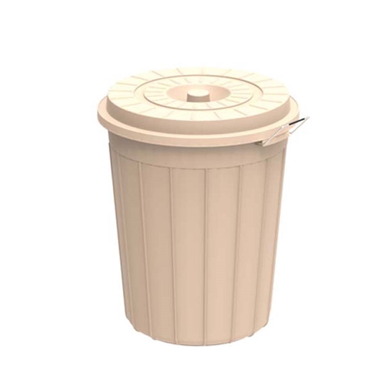 Picture of Cosmoplast - Round Plastic Drum with Lid, Ivory, 100L - 54 x 65 Cm