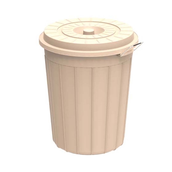 Picture of Cosmoplast - Round Plastic Drum with Lid, Ivory, 125L - 59 x 69 Cm