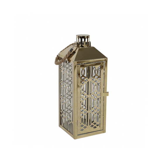 Picture of Gold - Matal & Glass Lantern - 14 x 14 x 35 Cm