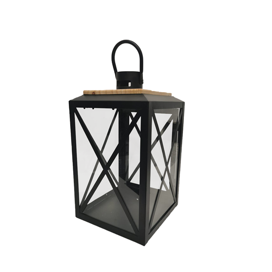 صورة Black - Matal & Glass Lantern - 20 x 20 x 35.5 Cm
