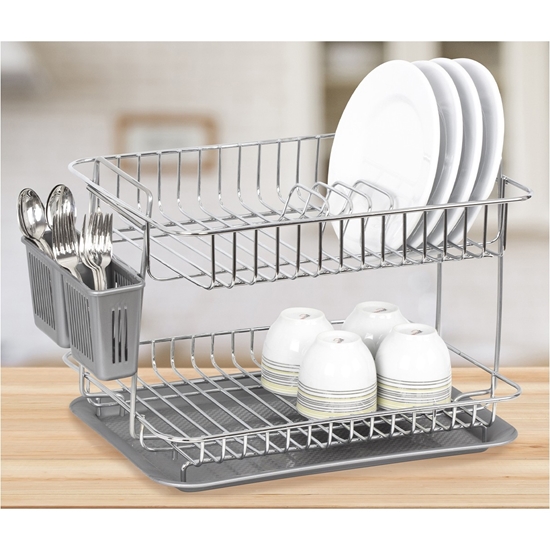 Picture of Double Tier Dish Rack Drainer - 42 x 27.5 x 28 Cm