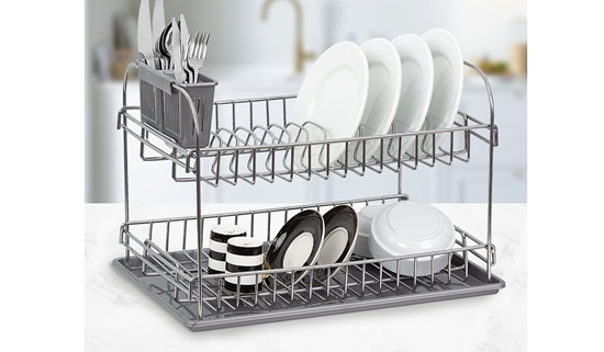 Picture of Double Tier Dish Rack Drainer - 44.5 x 28.5 x 31 Cm