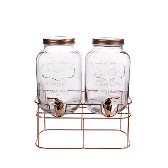 Picture of Double Dispenser Glass Water Dispenser with Metal Stand