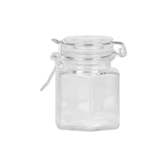 Picture of Glass Hexagonal Clip Top Jar, 100ml - 8 x D5