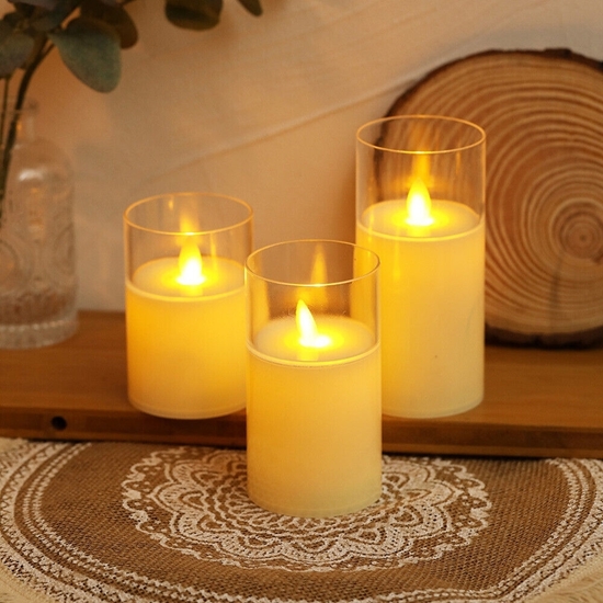 Picture of LED Candle with Glass Holder - 8.5 x 16.5 Cm