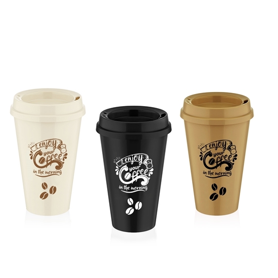 Picture of Qlux - Plastic Coffee Cup, 450ml, 1pc - 10 x 10 x 14.5 Cm