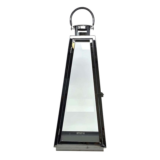 Picture of Silver - Metal & Glass Lantern - 22 x 22 x 52 Cm