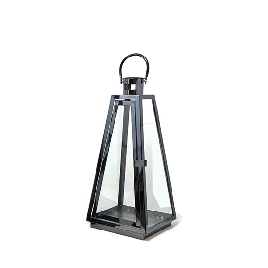 Picture of Silver - Metal & Glass Lantern - 17 x 17 x 37 Cm