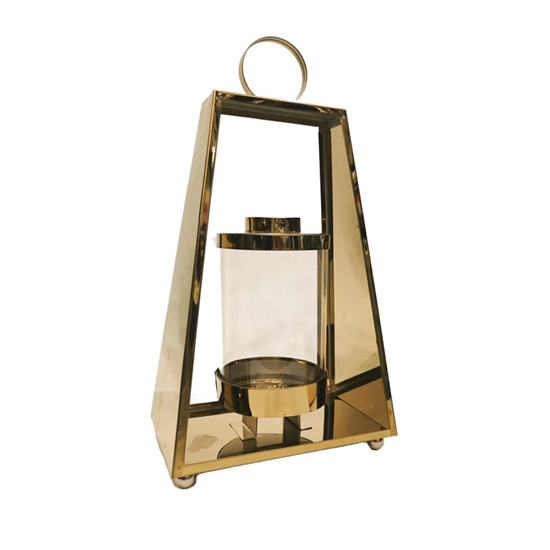 Picture of Gold - Metal & Glass Lantern - 21 x 41 Cm