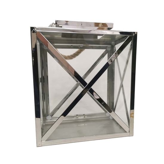 Picture of Silver - Metal & Glass Lantern -  29 x 19 x 33 Cm
