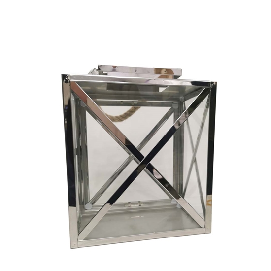 Picture of Silver - Metal & Glass Lantern - 24 x 14 x 26 Cm