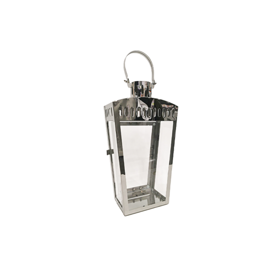 Picture of Silver - Metal & Glass Lantern - 24 x 12 x 49.5 Cm