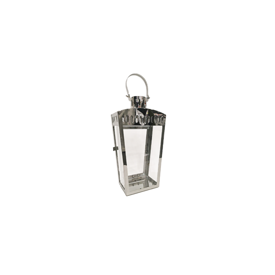 Picture of Silver - Metal & Glass Lantern - 18 x 9 x 34 Cm