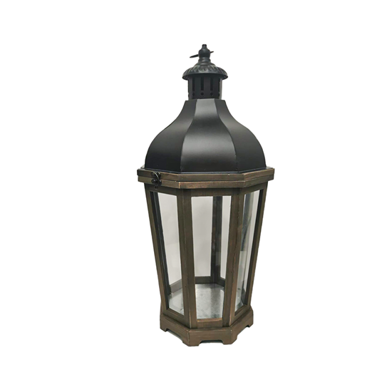 Picture of Wood & Glass Lantern - 31 x 30 x 62.5 Cm
