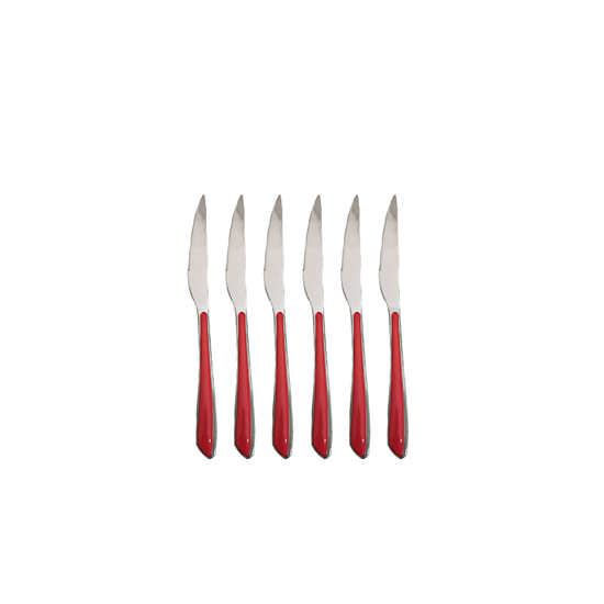Picture of Stainless Steel Knife with Colored Handle, 6pcs - 14 Cm