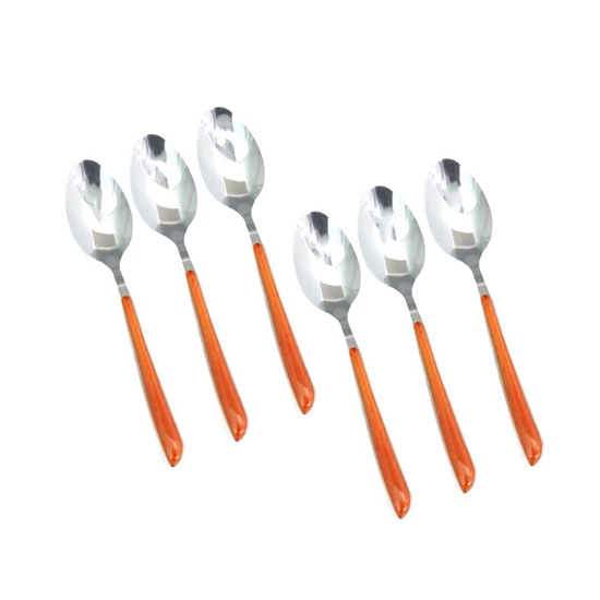 Picture of Stainless Steel Spoon with Colored Handle, 6 Pcs - 20 Cm