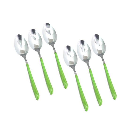 Picture of Stainless Steel Spoon with Colored Handle, 6 Pcs - 20 Cm