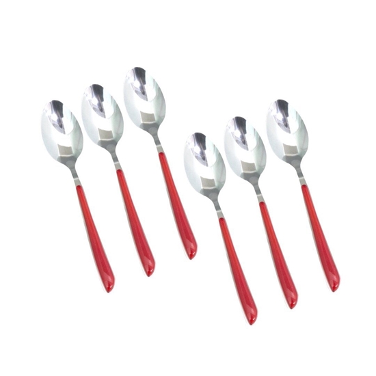 Picture of Stainless Steel Spoon with Colored Handle, 6 Pcs - 20 Cm