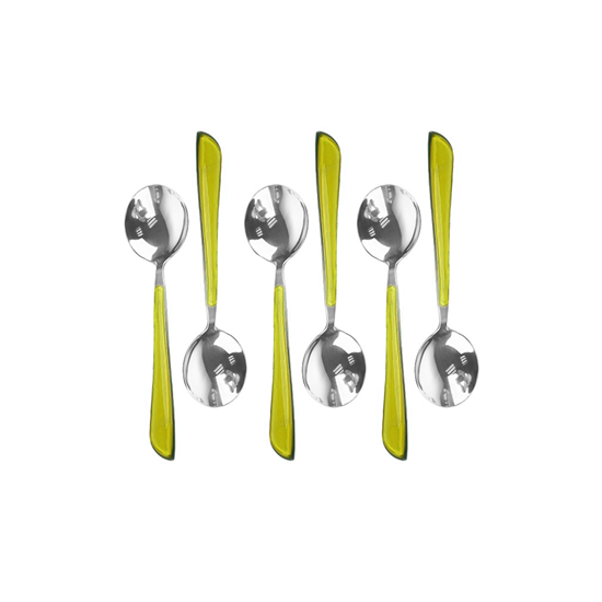 Picture of Stainless Steel Spoon with Colored Handle, 6 Pcs - 20 Cm