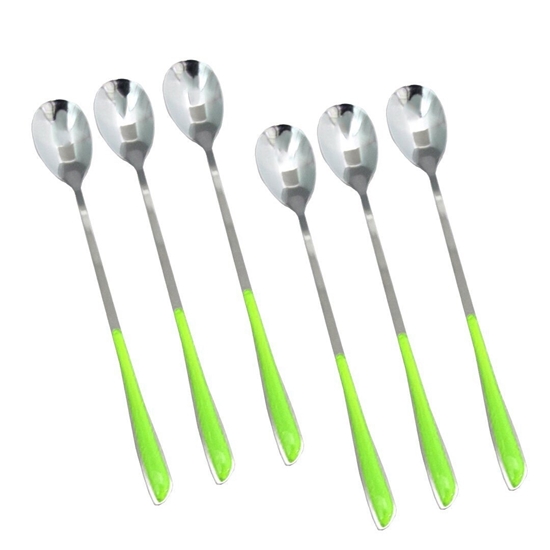 Picture of Stainless Spoon with Colored Handle, 6 Pcs - 20 Cm
