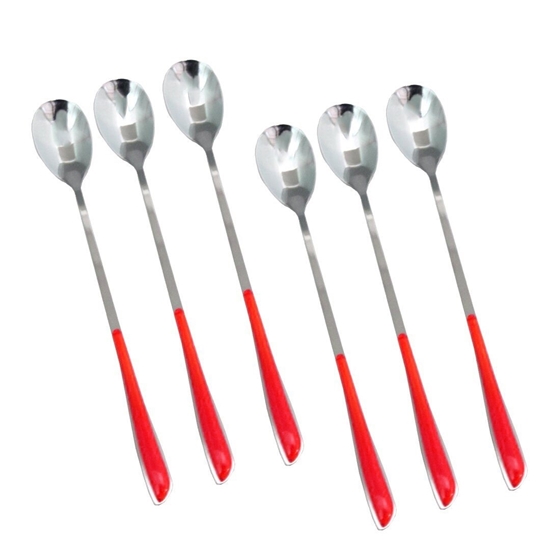 Picture of Stainless Spoon with Colored Handle, 6 Pcs - 20 Cm