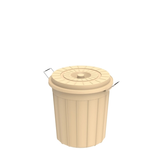 Picture of Cosmoplast - Round Plastic Drum with Lid, Ivory, 30L - 39 x 39 x 39 Cm