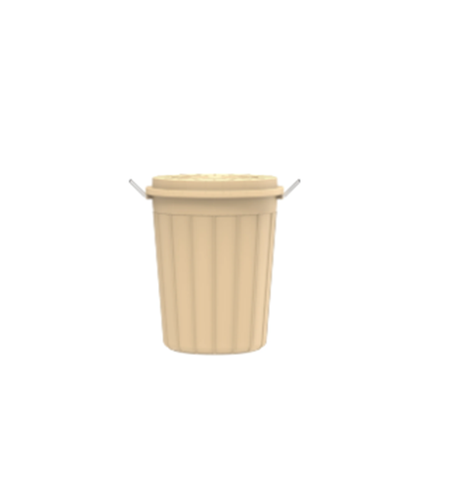 Picture of Cosmoplast - Round Plastic Drum with Lid, Ivory, 45L - 42 x 49 Cm