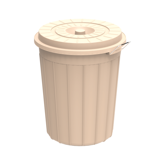 Picture of Cosmoplast - Round Plastic Drum with Lid, Ivory, 80L - 49 x 64 Cm